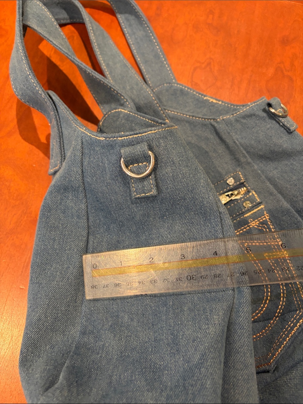 True Religion Denim Tote with embroidered pockets with zips - Picture 10 of 14